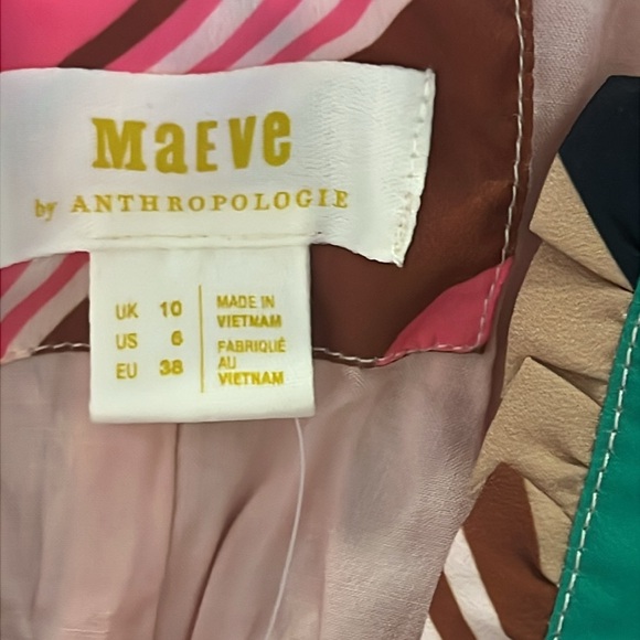 ANTHROPOLOGIE Maeve The Isobel Silky Pleated Skirt Bright Striped Size 6 NWT - Picture 9 of 12
